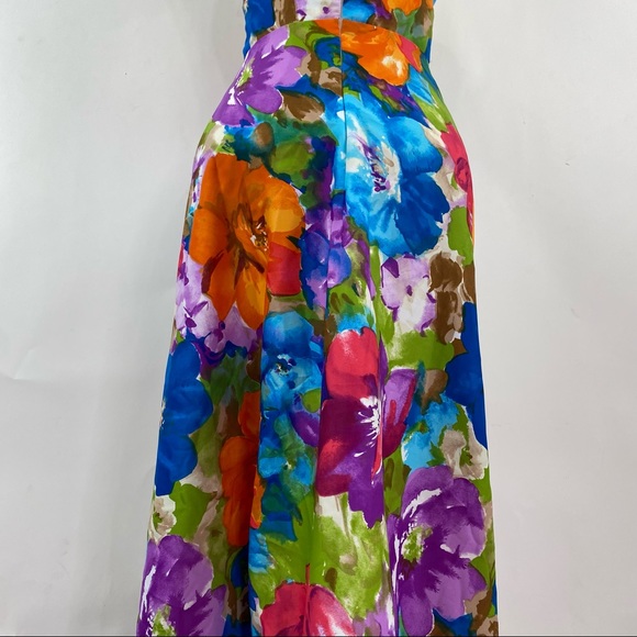 Tori Richards 70s Honolulu Floral Pastel Halter dress size 10 - Picture 14 of 16